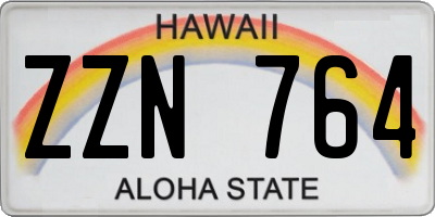 HI license plate ZZN764