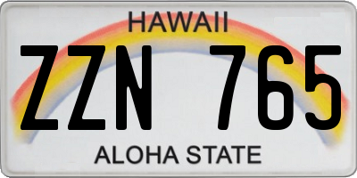 HI license plate ZZN765