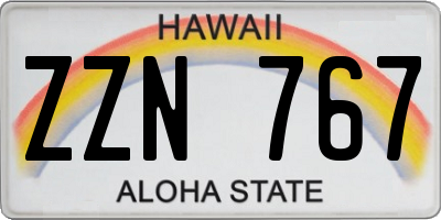 HI license plate ZZN767