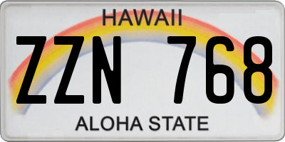 HI license plate ZZN768