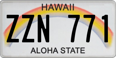 HI license plate ZZN771