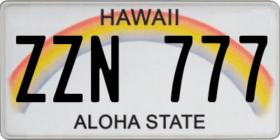 HI license plate ZZN777