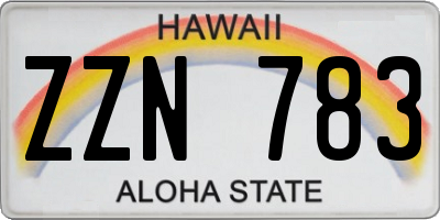 HI license plate ZZN783