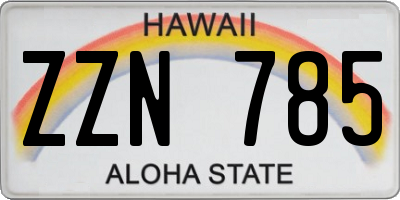 HI license plate ZZN785