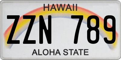 HI license plate ZZN789