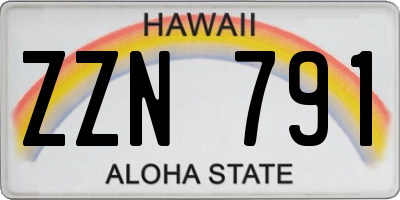 HI license plate ZZN791