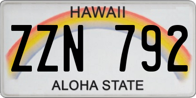 HI license plate ZZN792