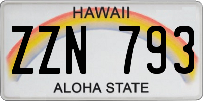 HI license plate ZZN793