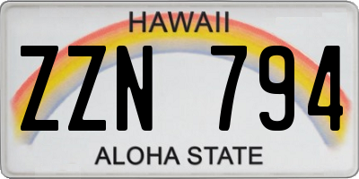 HI license plate ZZN794