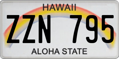 HI license plate ZZN795