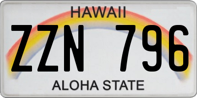 HI license plate ZZN796