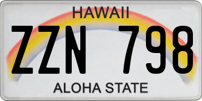 HI license plate ZZN798