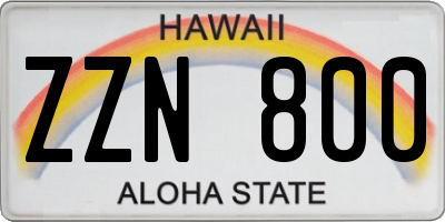 HI license plate ZZN800