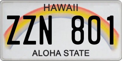 HI license plate ZZN801