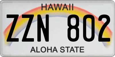 HI license plate ZZN802