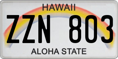 HI license plate ZZN803