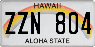 HI license plate ZZN804