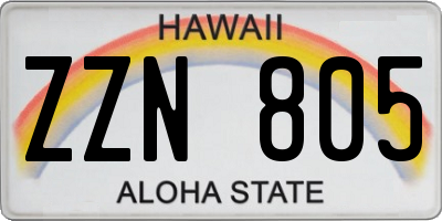 HI license plate ZZN805