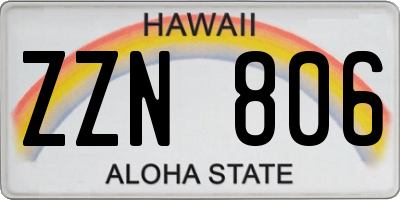 HI license plate ZZN806