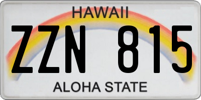 HI license plate ZZN815