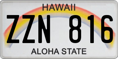 HI license plate ZZN816