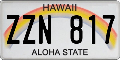 HI license plate ZZN817