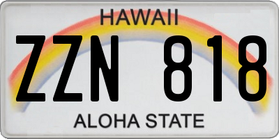 HI license plate ZZN818