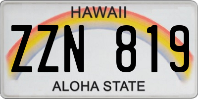 HI license plate ZZN819