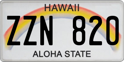 HI license plate ZZN820