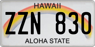 HI license plate ZZN830