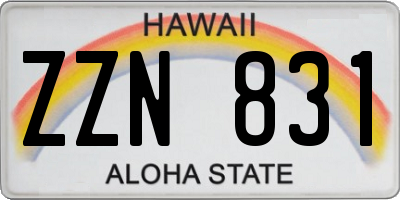 HI license plate ZZN831