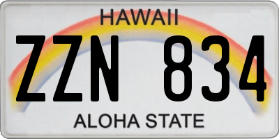 HI license plate ZZN834