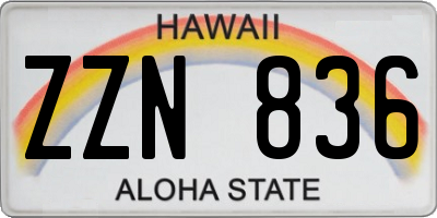 HI license plate ZZN836