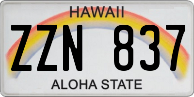 HI license plate ZZN837