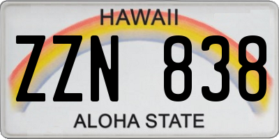 HI license plate ZZN838