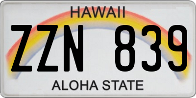 HI license plate ZZN839