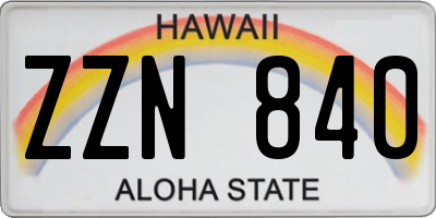 HI license plate ZZN840