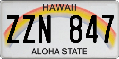 HI license plate ZZN847