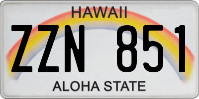 HI license plate ZZN851