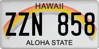 HI license plate ZZN858