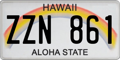 HI license plate ZZN861