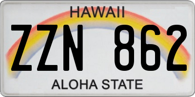 HI license plate ZZN862