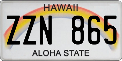 HI license plate ZZN865