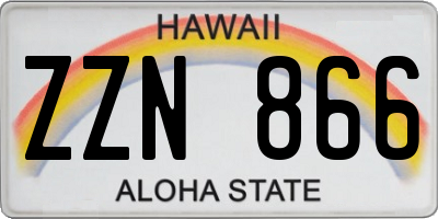 HI license plate ZZN866