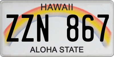 HI license plate ZZN867