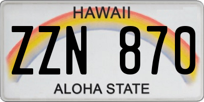 HI license plate ZZN870