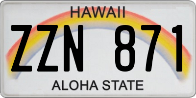 HI license plate ZZN871