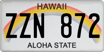 HI license plate ZZN872