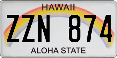 HI license plate ZZN874