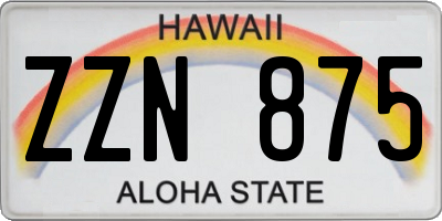 HI license plate ZZN875